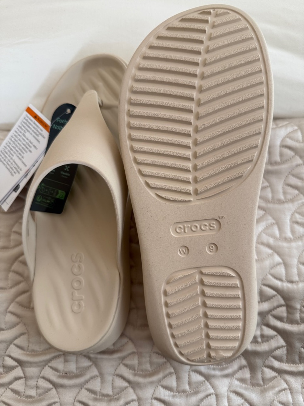 CROCS Women’s Minimalist Thong Sandal - Light Beige - Picture 2 of 5